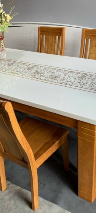 BÀN ĂN GỖ TỰ NHIÊN MẶT ĐÁ CAO CẤP