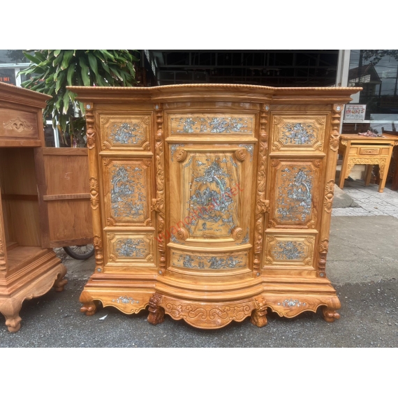 TỦ THỜ GỎ ĐỎ (BÊN) - MẪU CẨN NHỊ THẬP TỨ HIẾU 1M5 X 1M54
