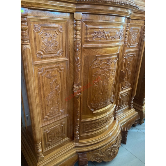TỦ THỜ GÕ ĐỎ (BÊN) - MẪU CHẠM PHÚC LỘC THỌ 1M5 X 1M5