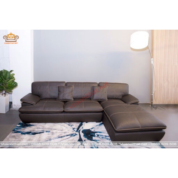 SOFA GÓC 2.4M X 1.6M DA NÂU ĐEN (SFG-ND-012)